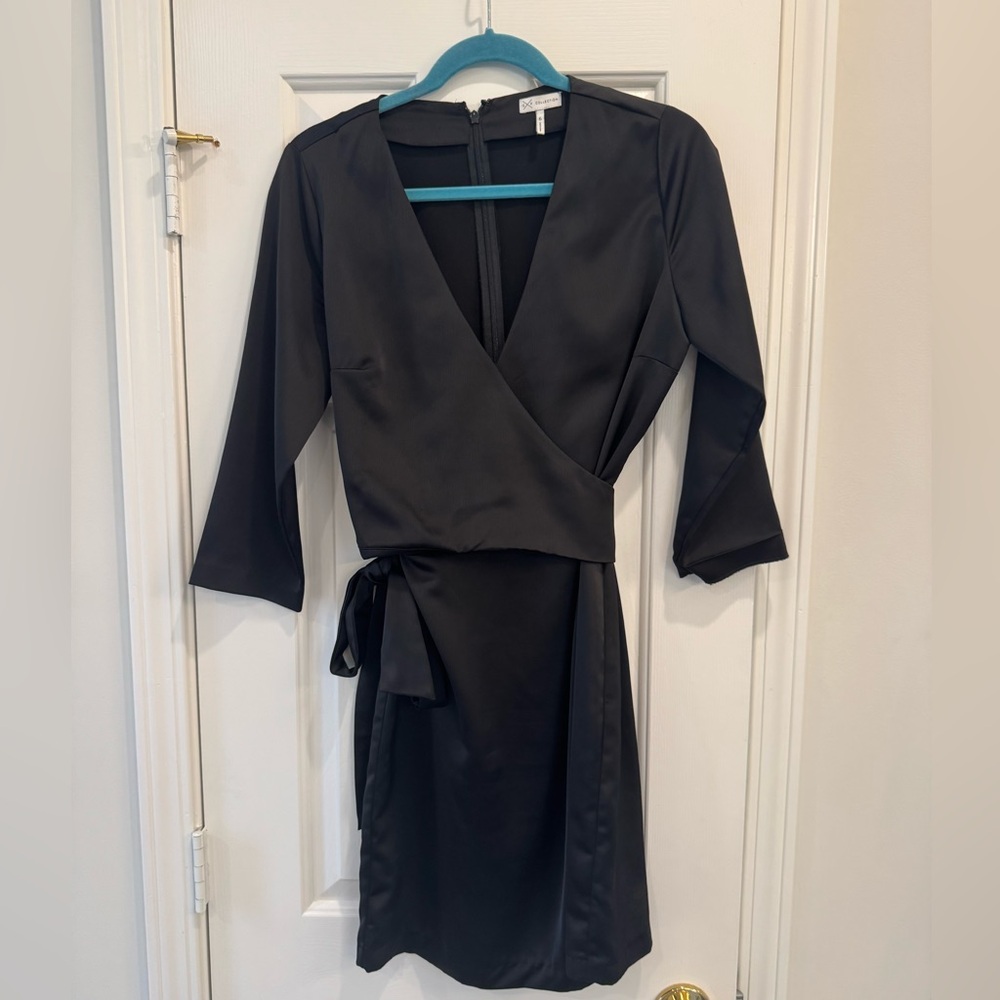 Chic Black Long Sleeve Wrap Dress
